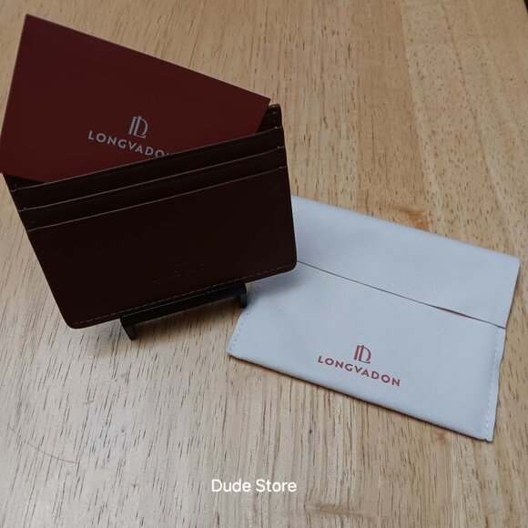 Longvadon Leather Men's Card Holder Maroon Cognac Color